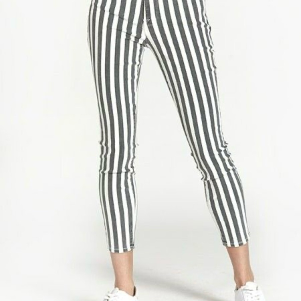 Frame Denim Le High Skinny Crop Striped Jeans